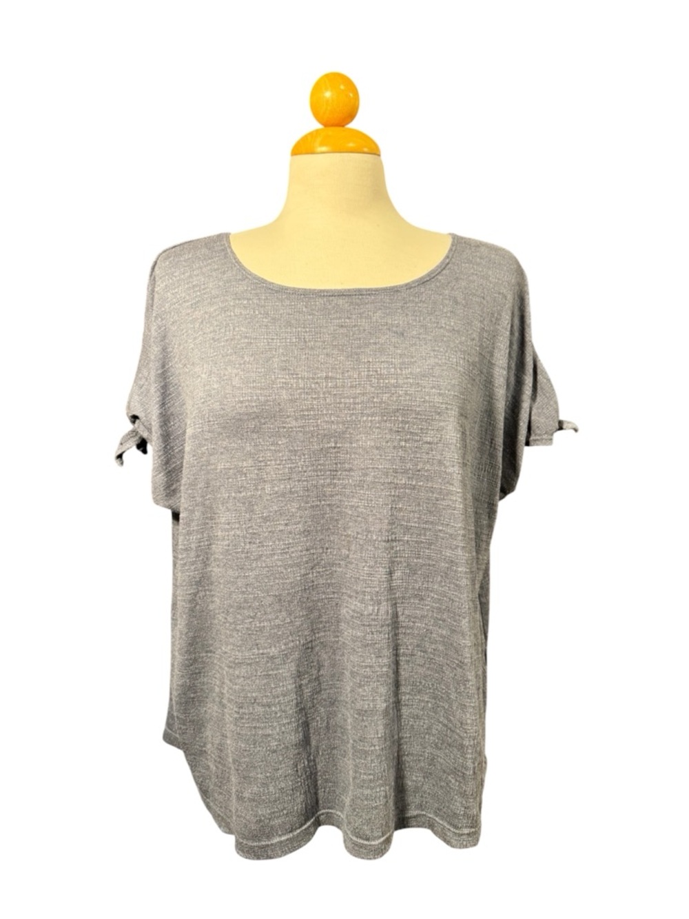 Max Studio Heather Blue Short Sleeve Scoop Neck Knit Top
